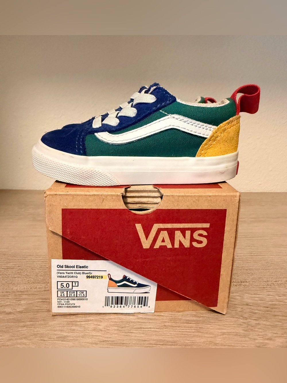Vans Kids Old Skool Sneaker in Blue, Green, Yellow, Red